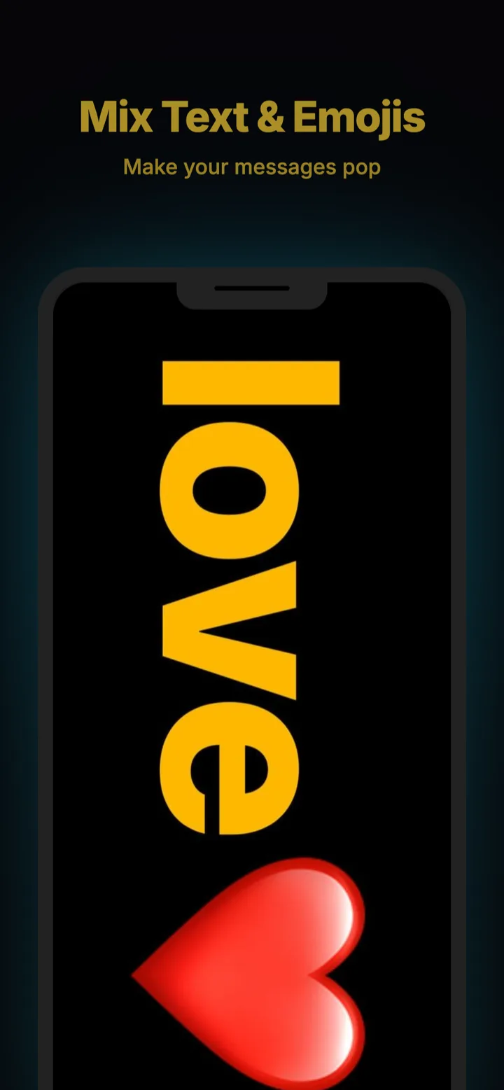 Giant 'love' with heart emoji in plain mode